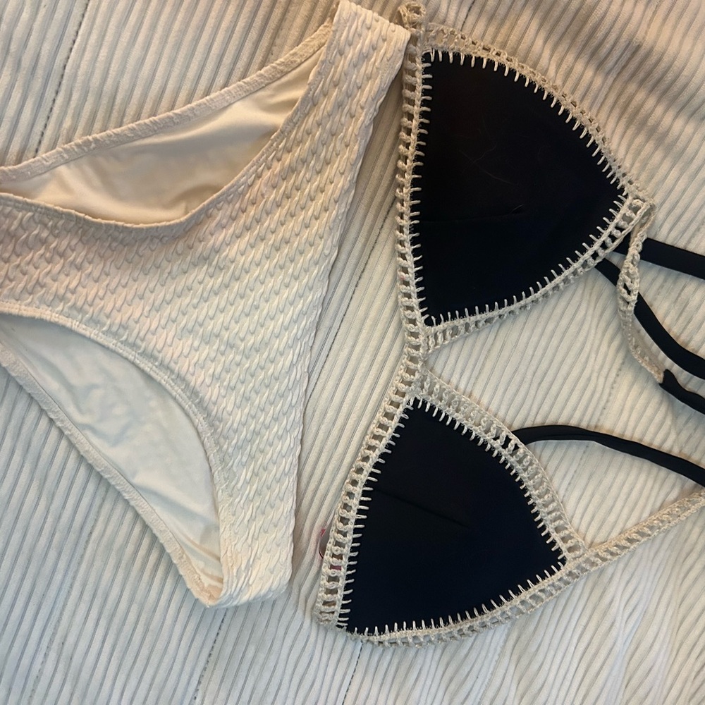 Victoria's Secret Black and White Swim Bra Set